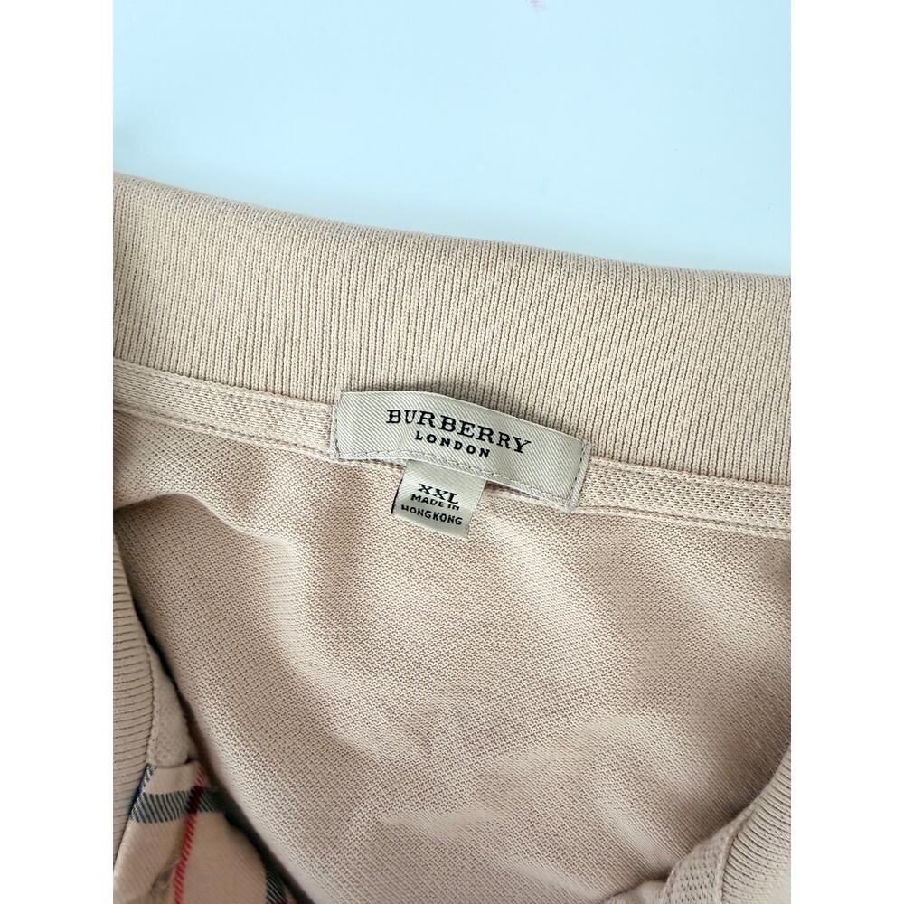 Tan Burberry Polo Shirt - Size XXL- 100% Cotton - Picture 4 of 5